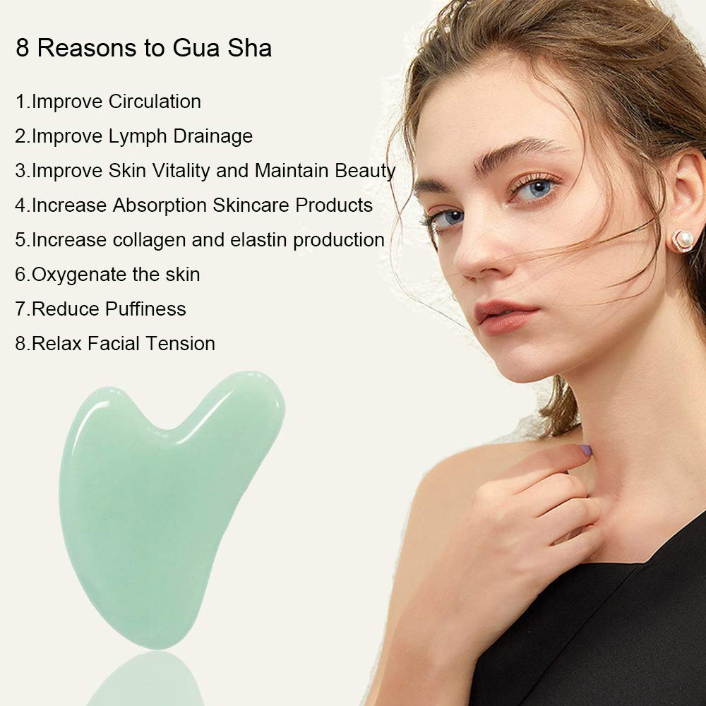 Ditind Gua Sha used on cheek to relieve facial tension