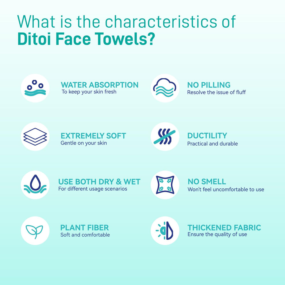 Ditoi toallas faciales para piel sensible, fibras naturales suaves