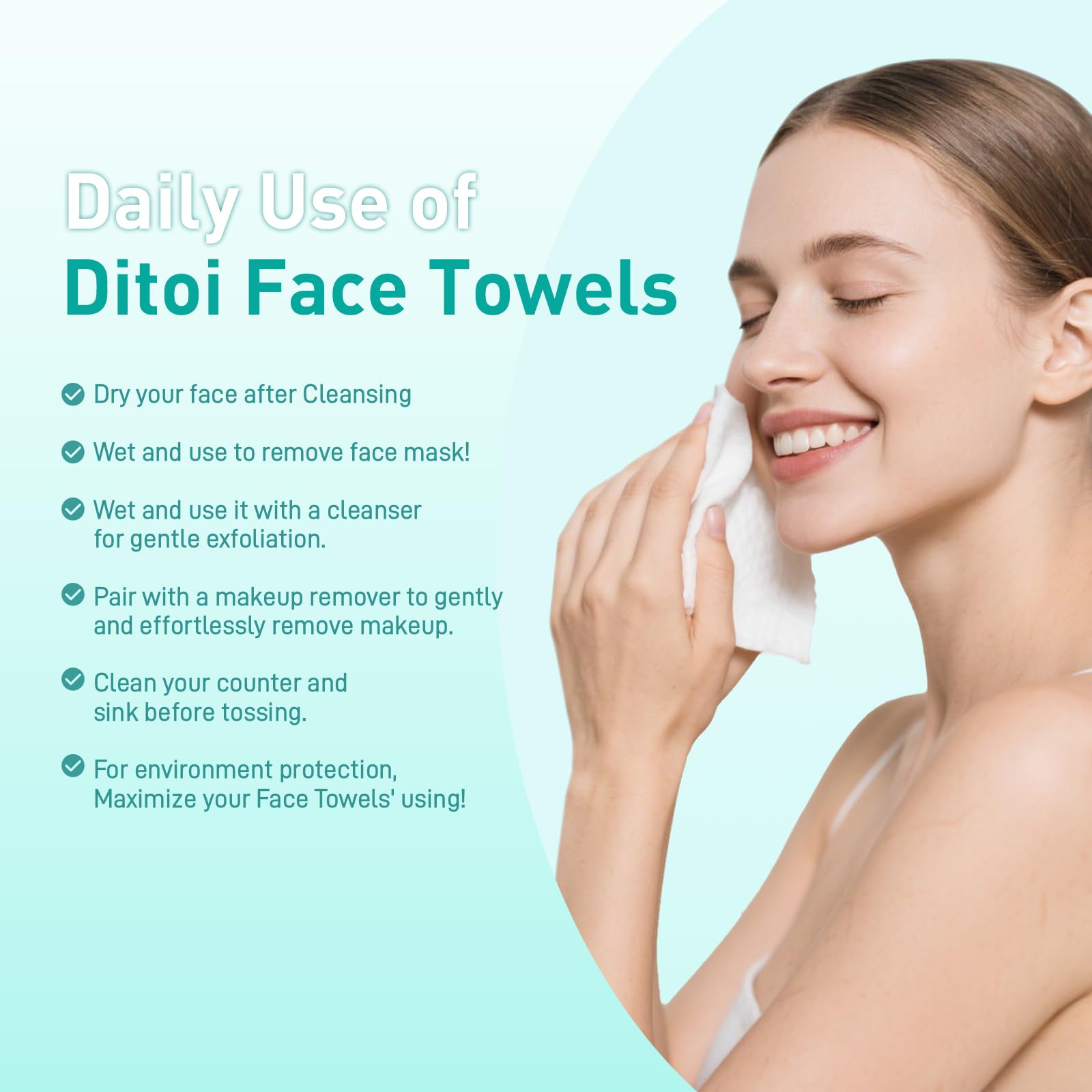 Ditoi, toallas faciales doble textura, limpieza suave y eficaz