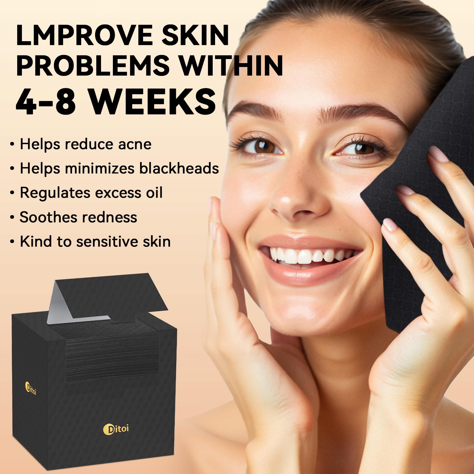 Toallas faciales Ditoi negras ofrecen limpieza profunda y absorción eficiente.