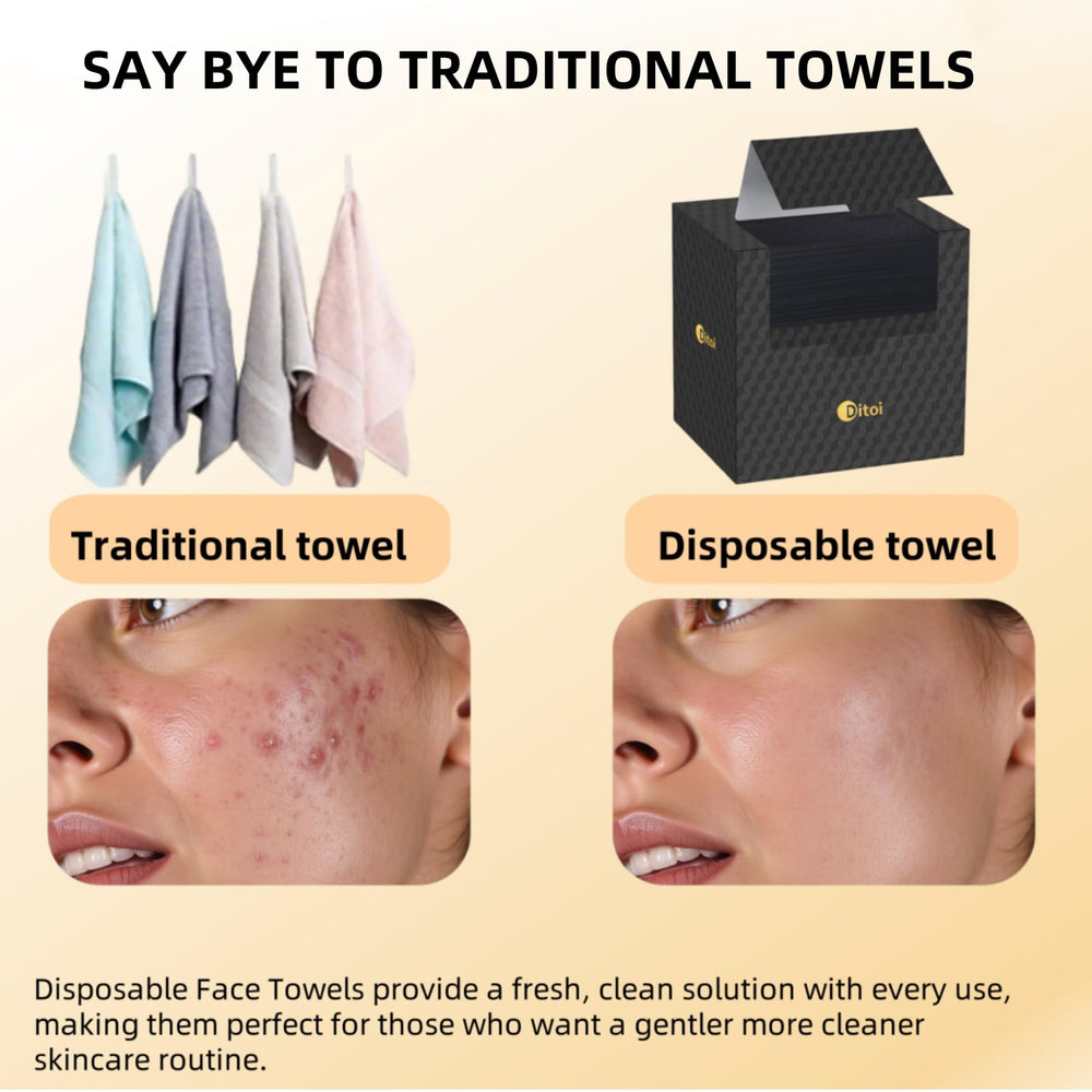 Toallas faciales Ditoi negras para remoción de maquillaje de forma eficaz.
