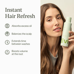 Divi dry shampoo being misted for even coverage and refresh