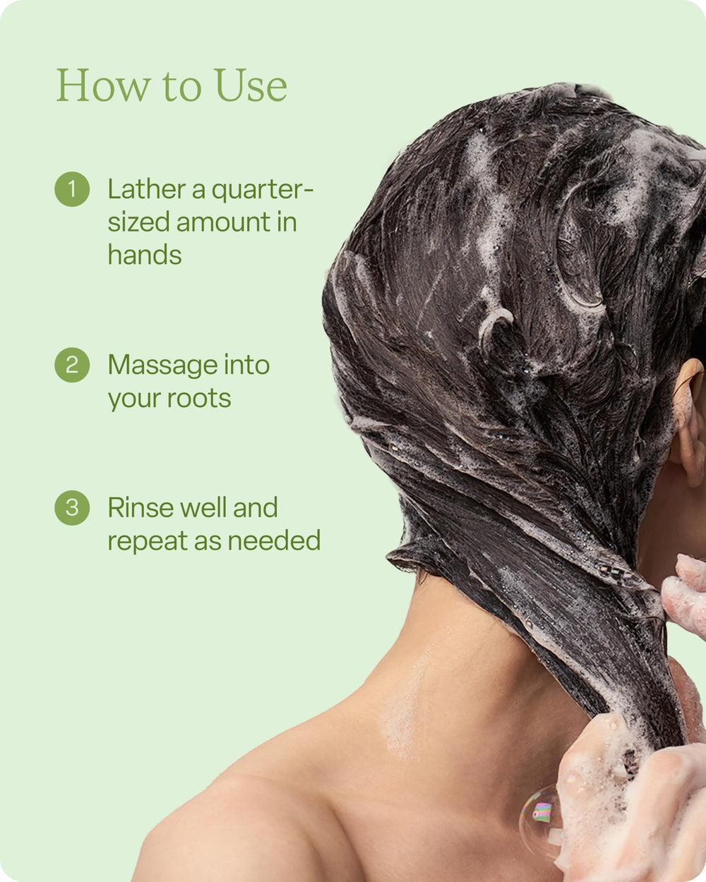 Divi Hydrating Shampoo after-use close-up depicting soft, shiny hair