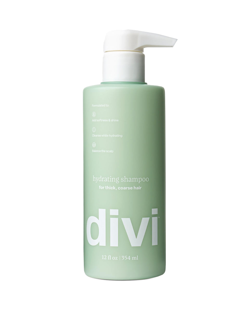 Divi Hydrating Shampoo bottle front highlighting gentle cleansing for scalp care