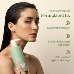 Divi Hydrating Shampoo bottle being poured for easy detangling preparation