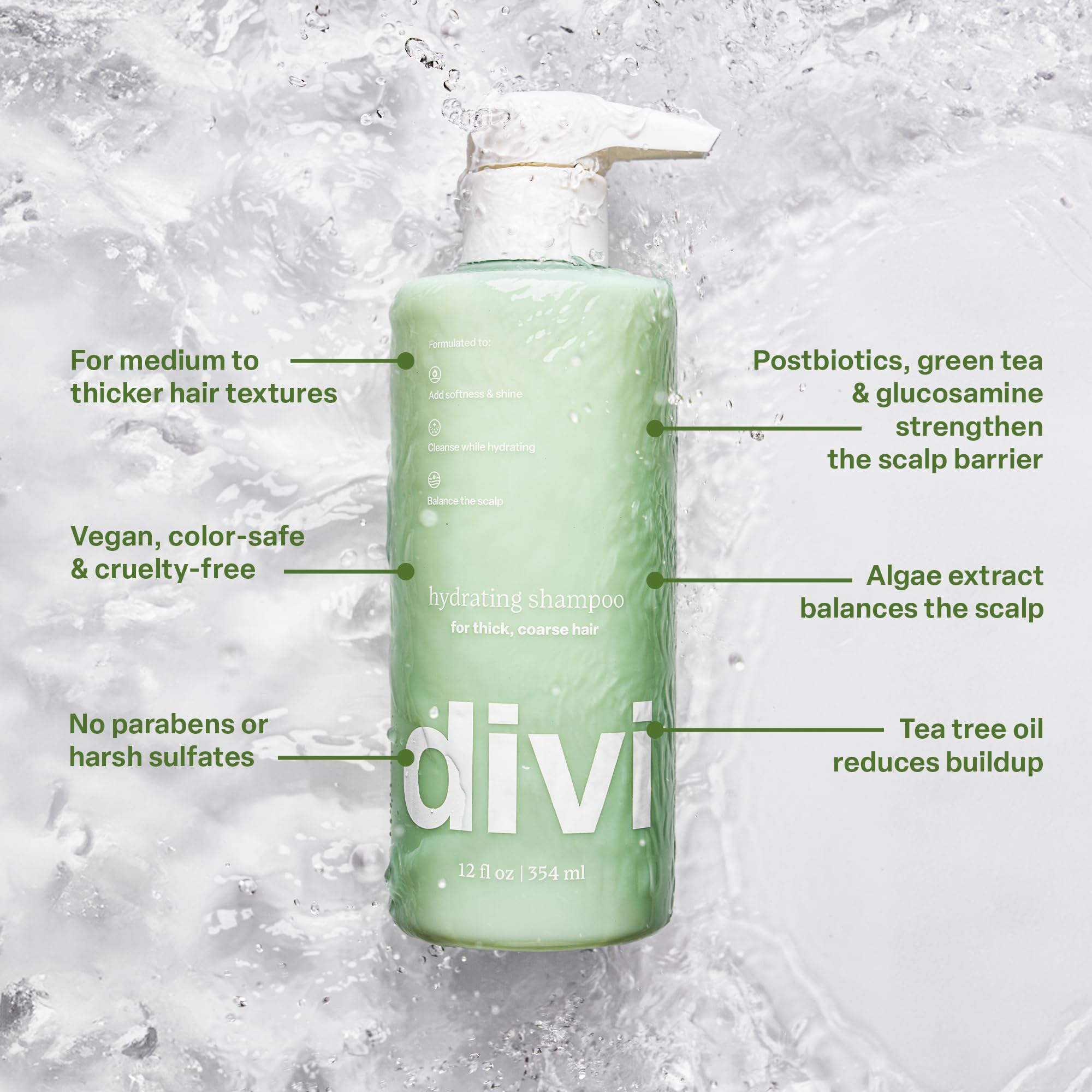 Divi Hydrating Shampoo bottle with tea tree oil for refreshing cleanse