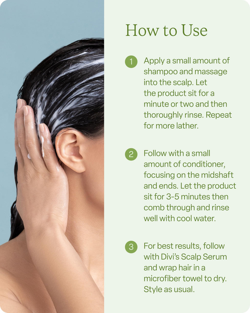 Divi rice protein olive leaf rosemary in conditioner emphasize strength.