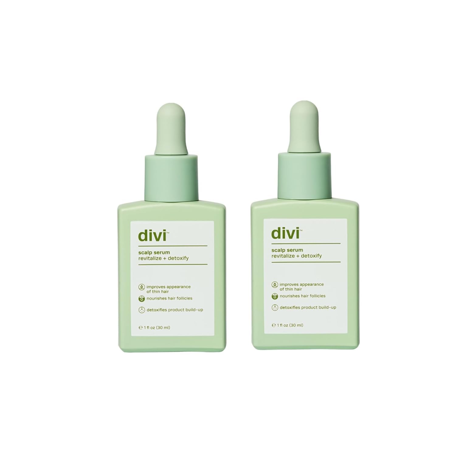 Divi Scalp Serum bottle close-up for daily scalp nourishment.