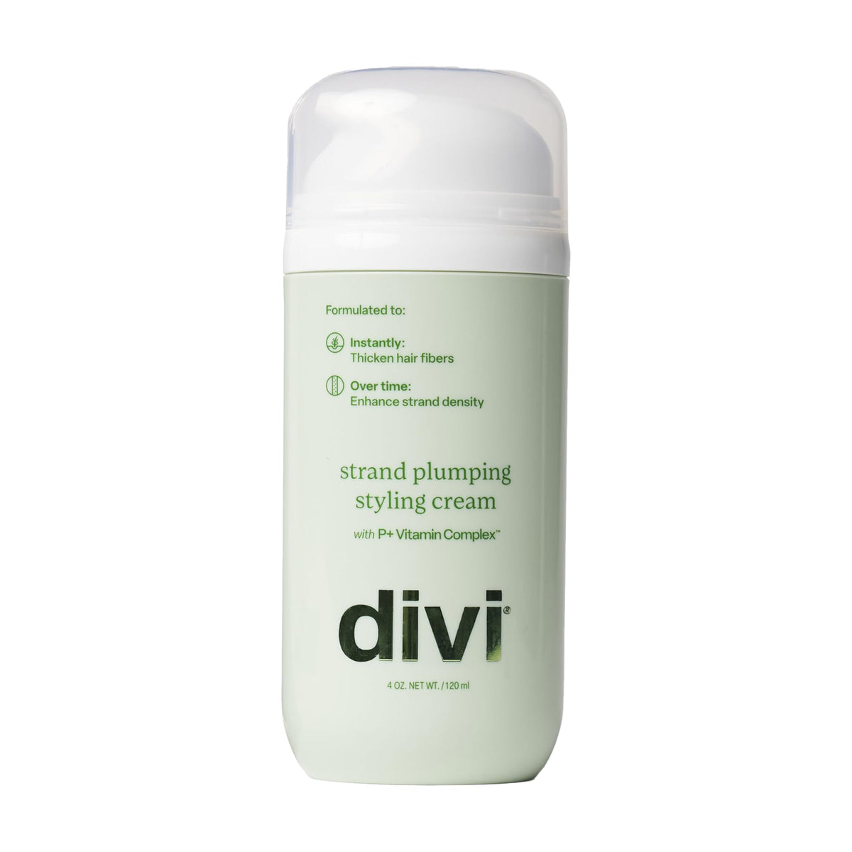 divi Strand Styling Cream bottle front shows lift and a lightweight feel