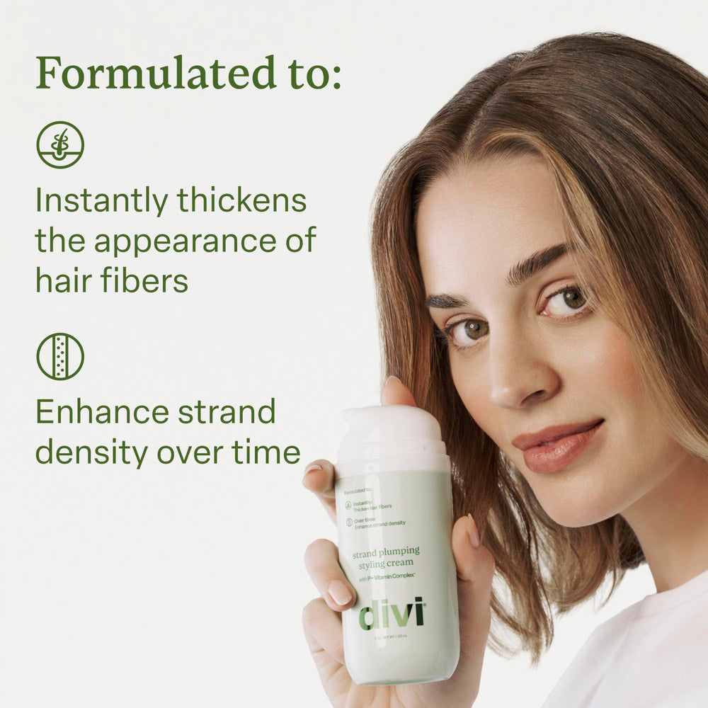divi Strand Styling Cream packaging on vanity for routine use