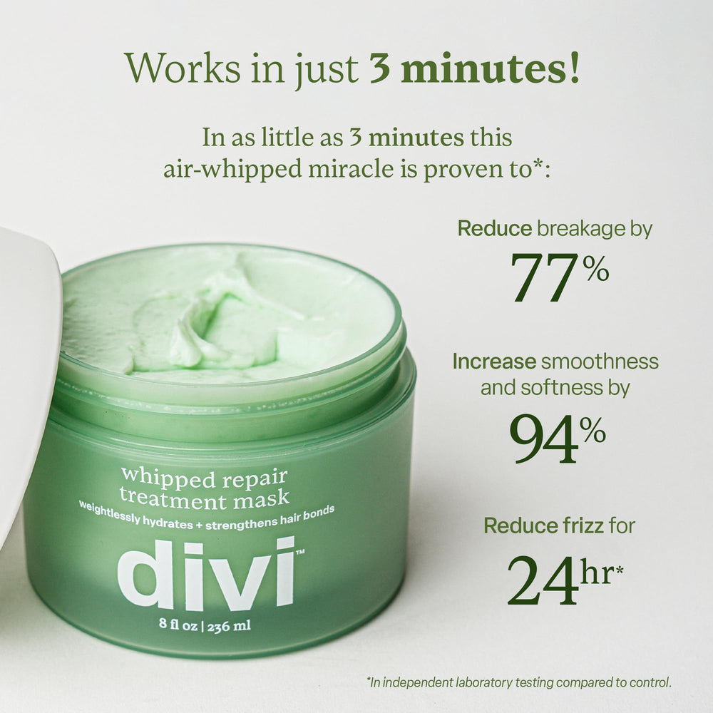 Divi Whipped Repair Mask after washing tames frizz and boosts manageability.