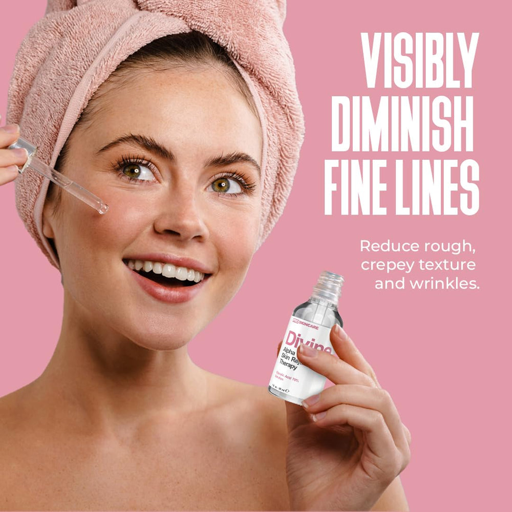 Divine Derriere face peel application image highlighting easy use.