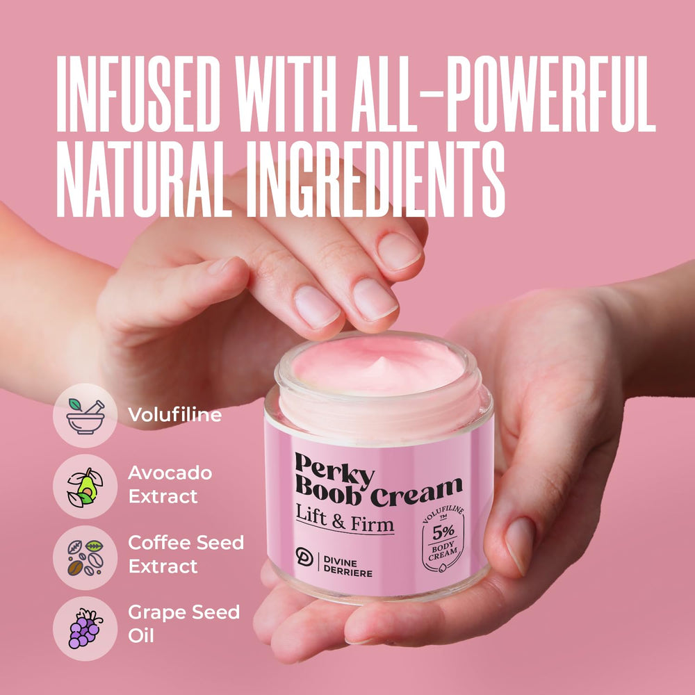 Divine Derriere Perky Body Cream being massaged into skin for firming effect.