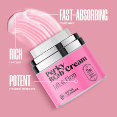 Divine Derriere Perky Body Cream label close-up emphasizing premium packaging.