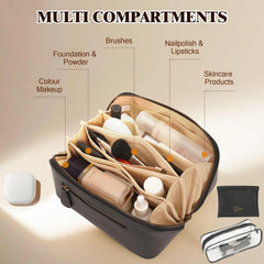 Divvia travel makeup bag set in compact design fits in small bags.