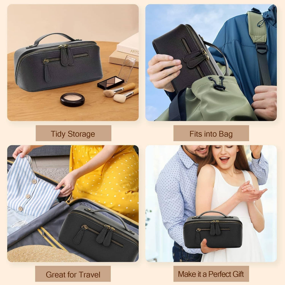 Divvia makeup bag with a handle for comfortable carrying.