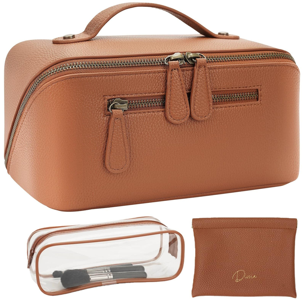 Divvia Travel Makeup Bag main compartment keeps cosmetics neatly organized and accessible.