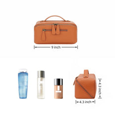 Divvia makeup bag features sturdy handles and smooth zippers for easy carrying.