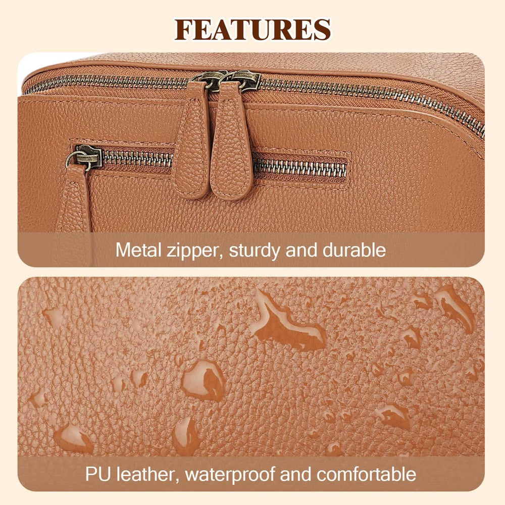 Divvia waterproof PU leather keeps contents safe in rain or splashes.