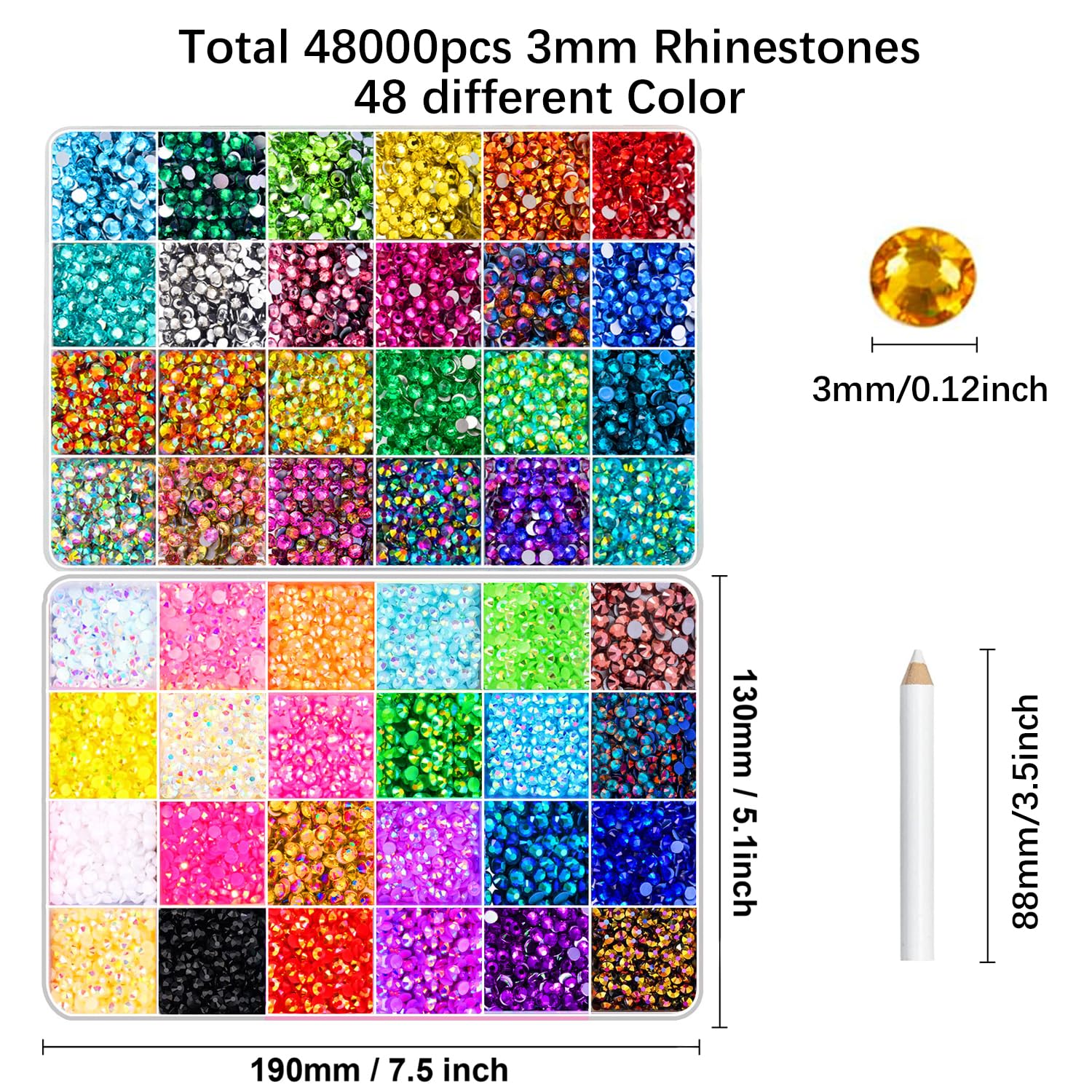 Gemas de resina iridiscente 3 mm de DIYCICO con facetado luminoso.