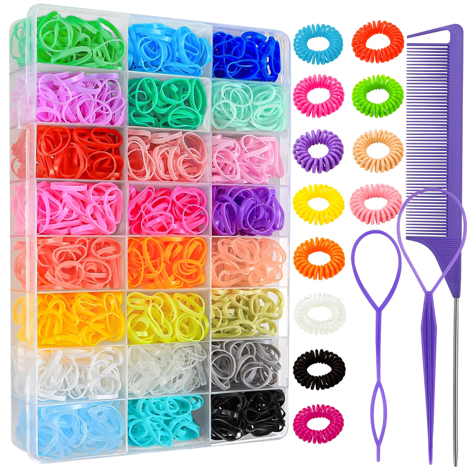 DIYDEC 2880pcs elastic hair ties colorful packaging for versatile hairstyles