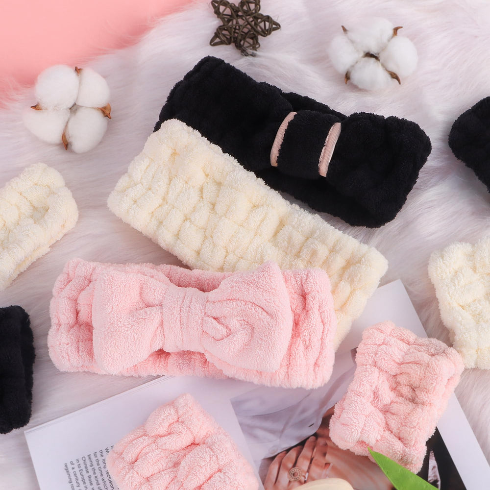 DiyJibb banda de cabeza spa melocotón para lavado facial, suave y absorbente.