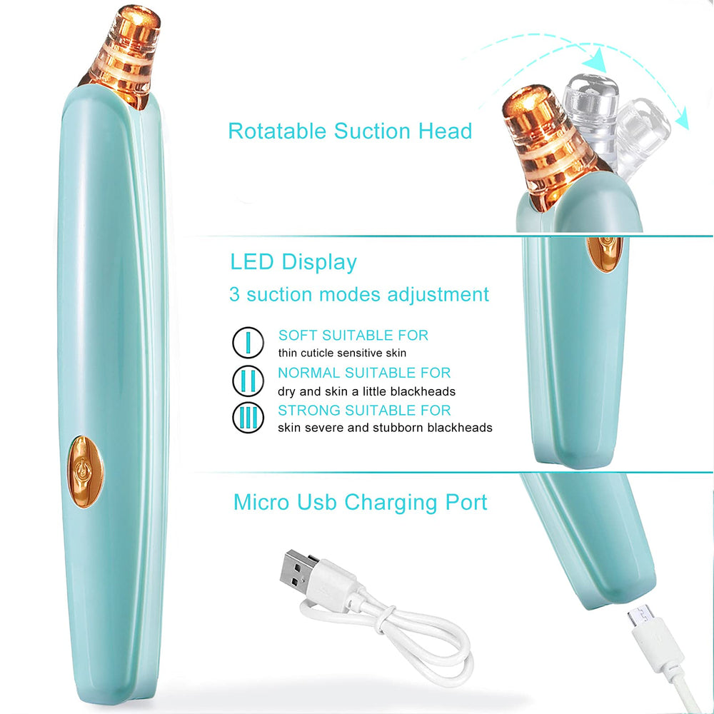 DIYthinker Blackhead Remover shows 3 adjustable suction levels for skin types.