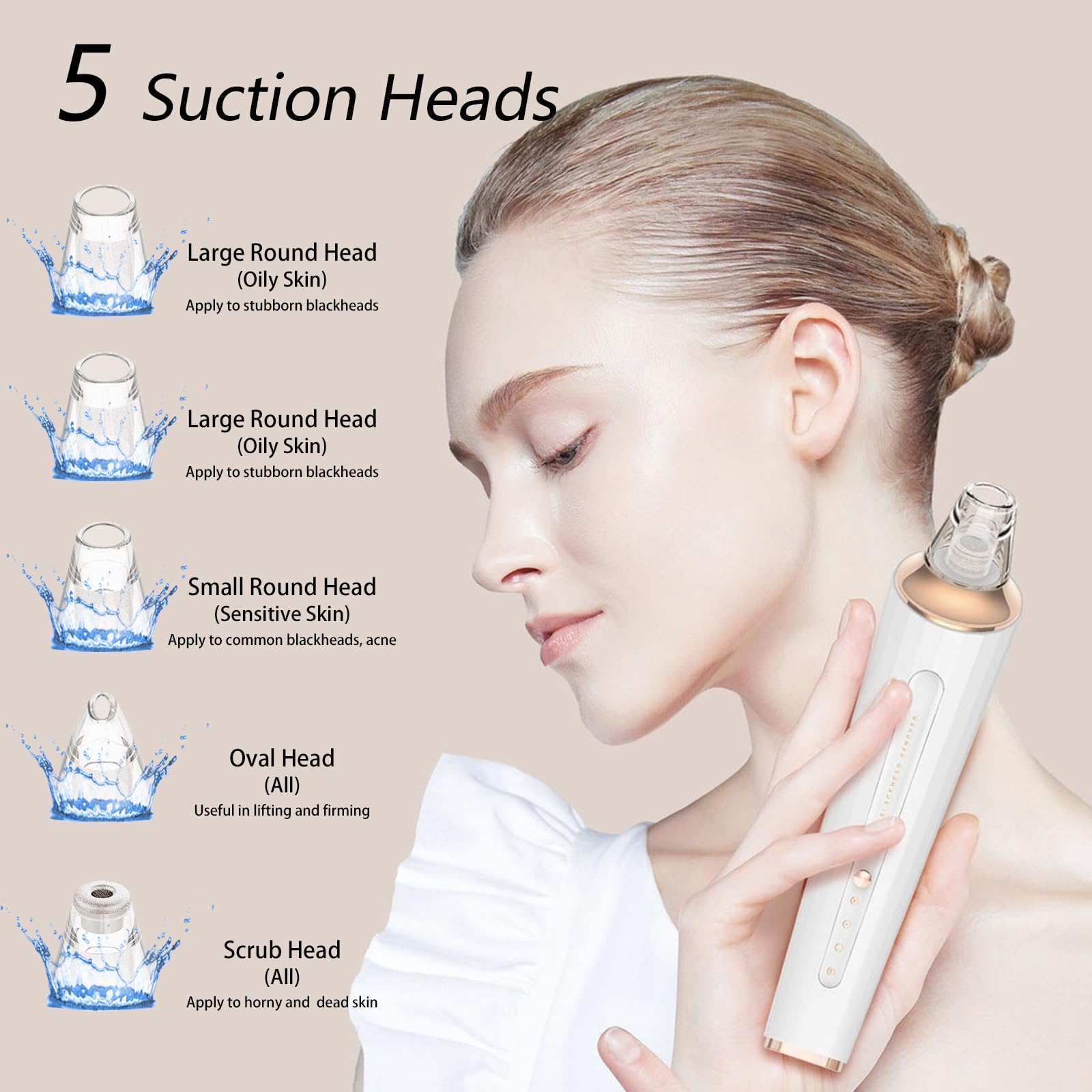 DIYthinker Blackhead Remover Vacuum USB charging and display enables convenient power tracking.