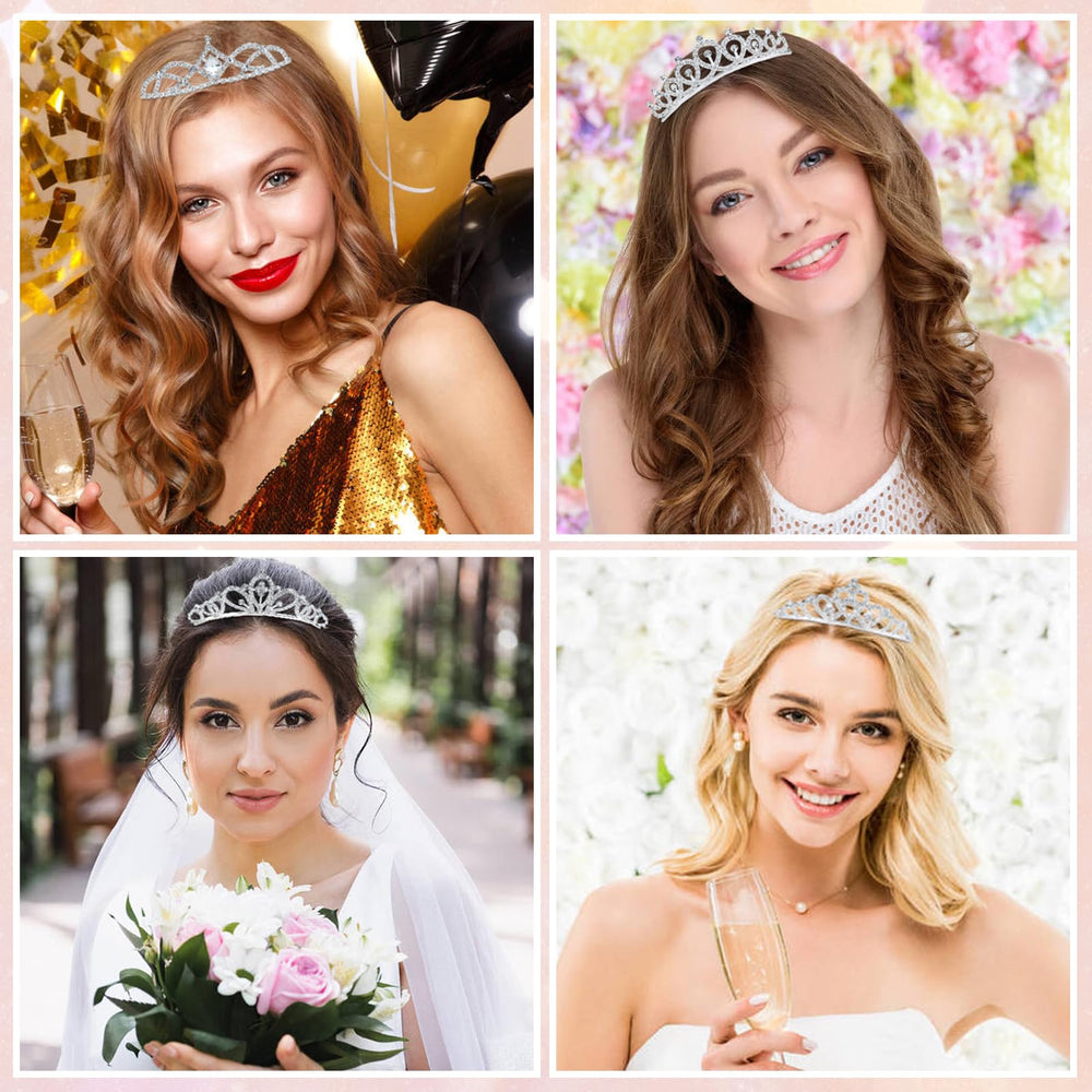 Conjunto de 8 coronas plateadas, ideal para damas de honor y invitadas.