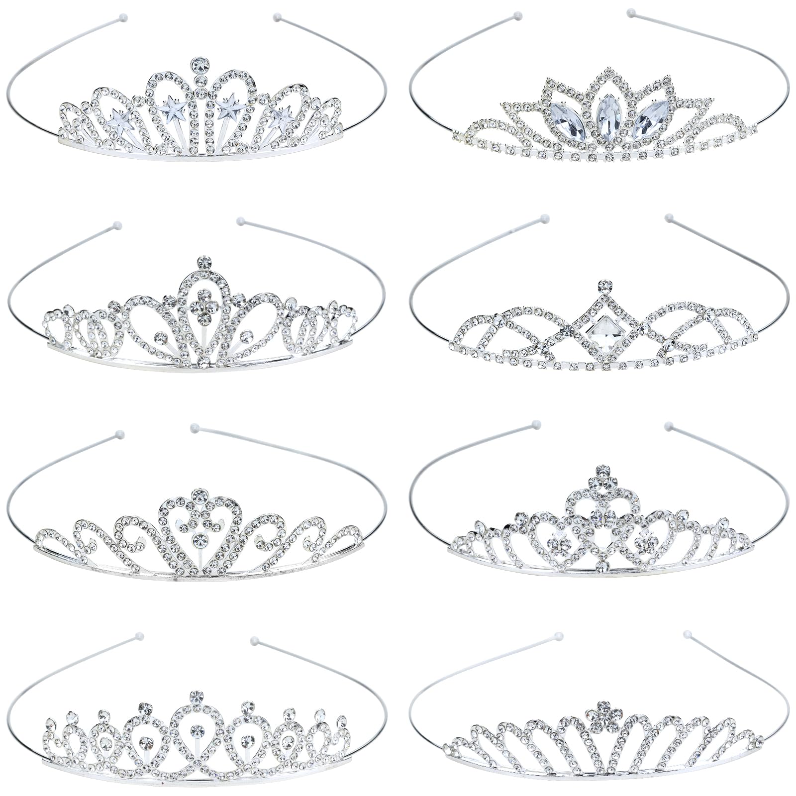 Dizila corona de princesa plateada, perfecta para bodas y look de gala.