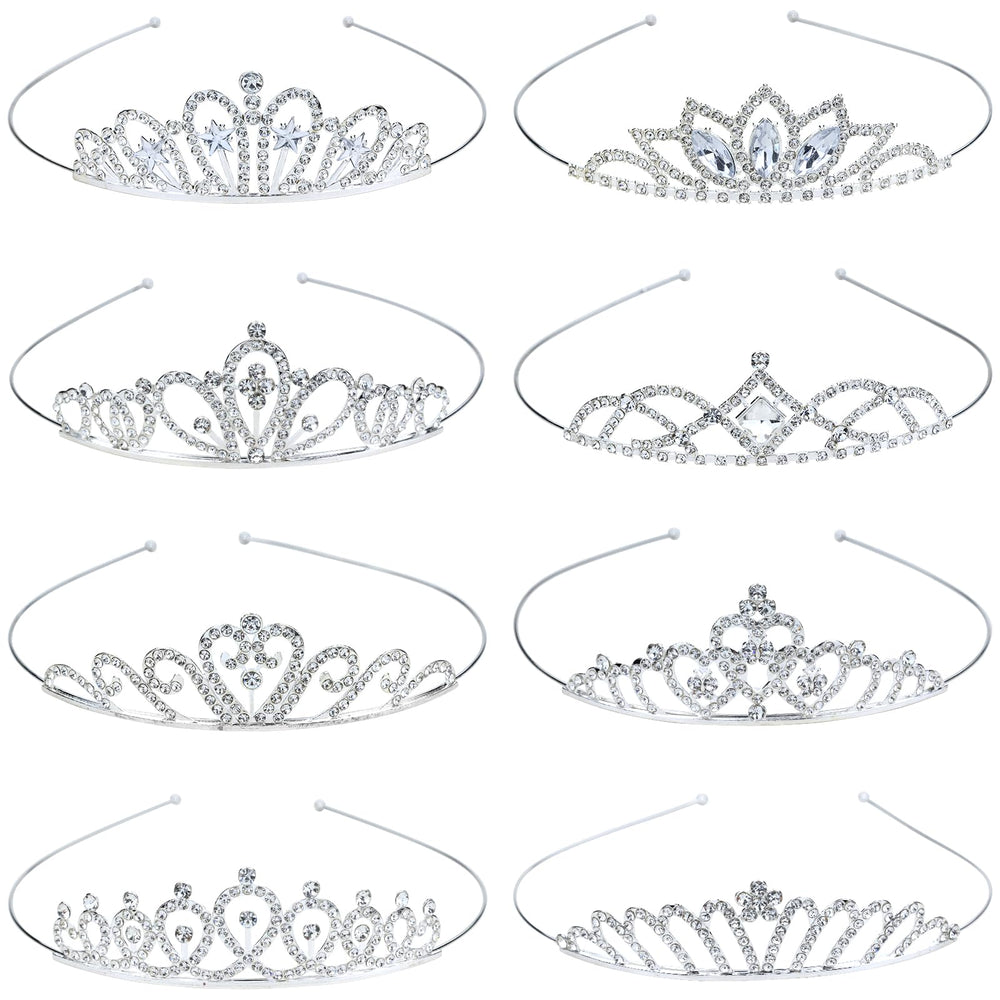 Dizila corona de princesa plateada, perfecta para bodas y look de gala.