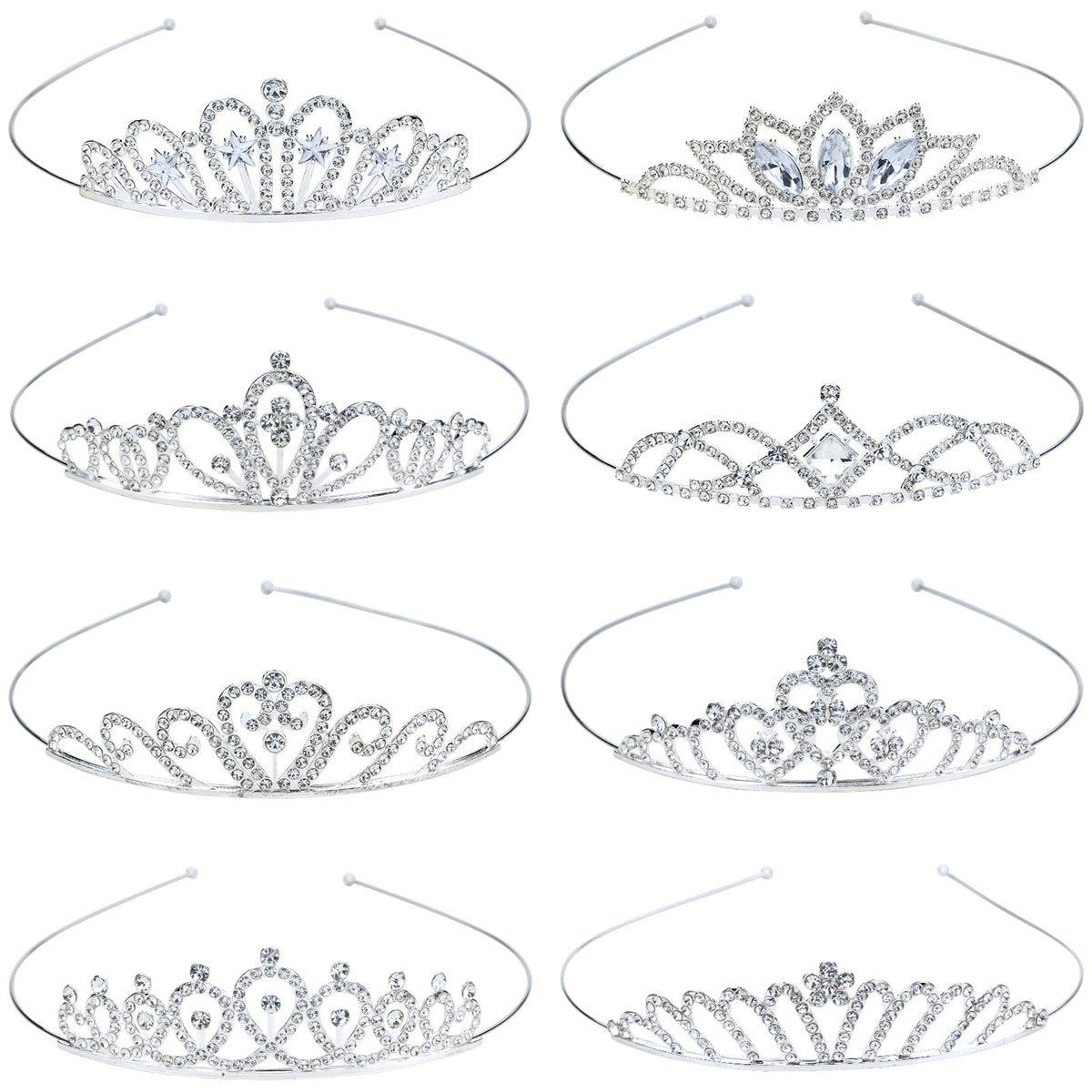 Dizila corona de princesa plateada, perfecta para bodas y look de gala.