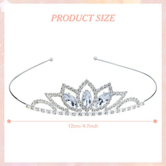 Dizila tiara plateada con brillo de rhinestones, ideal para baile de graduación.