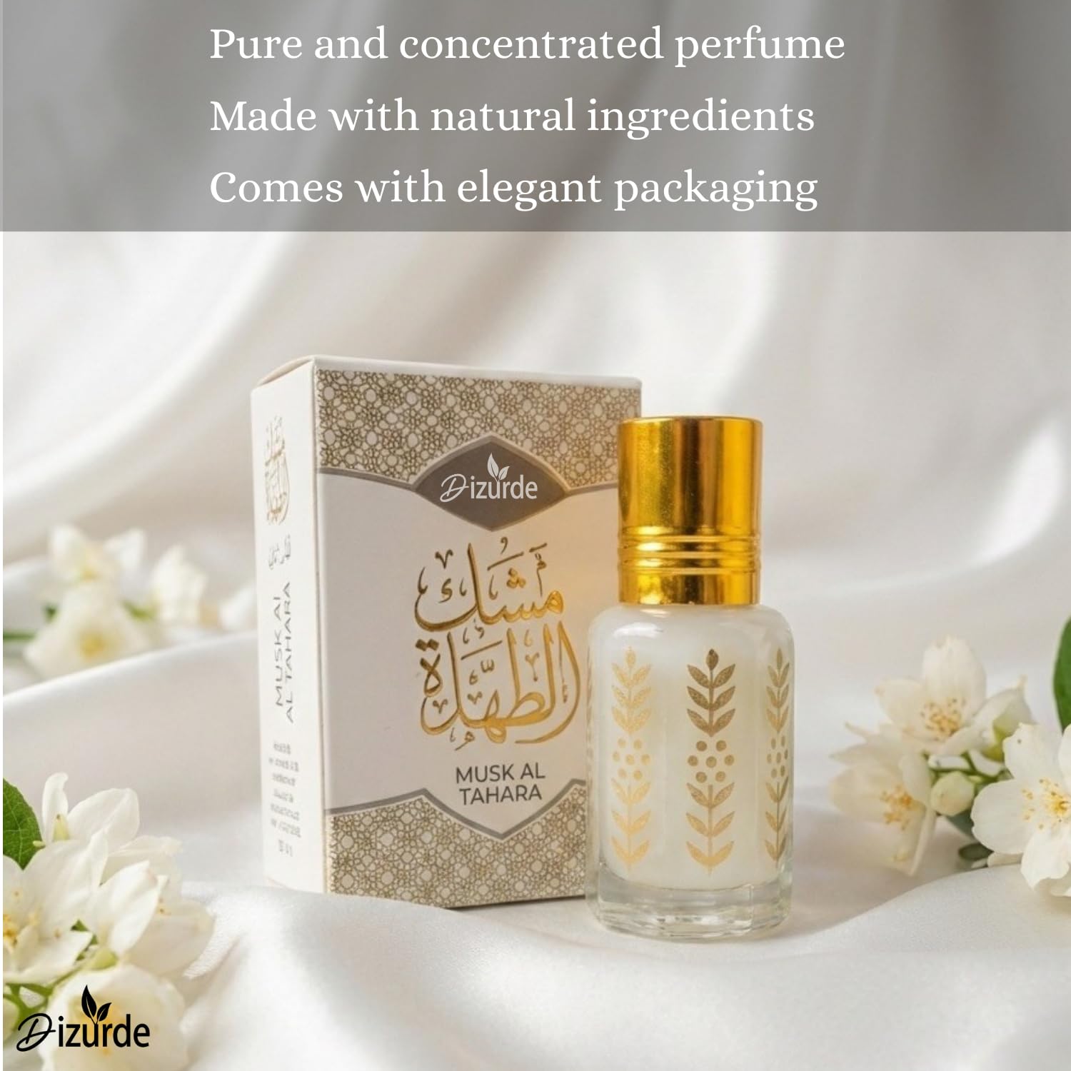 Dizurde Musk Al Tahara 6ml packaging back label with care notes