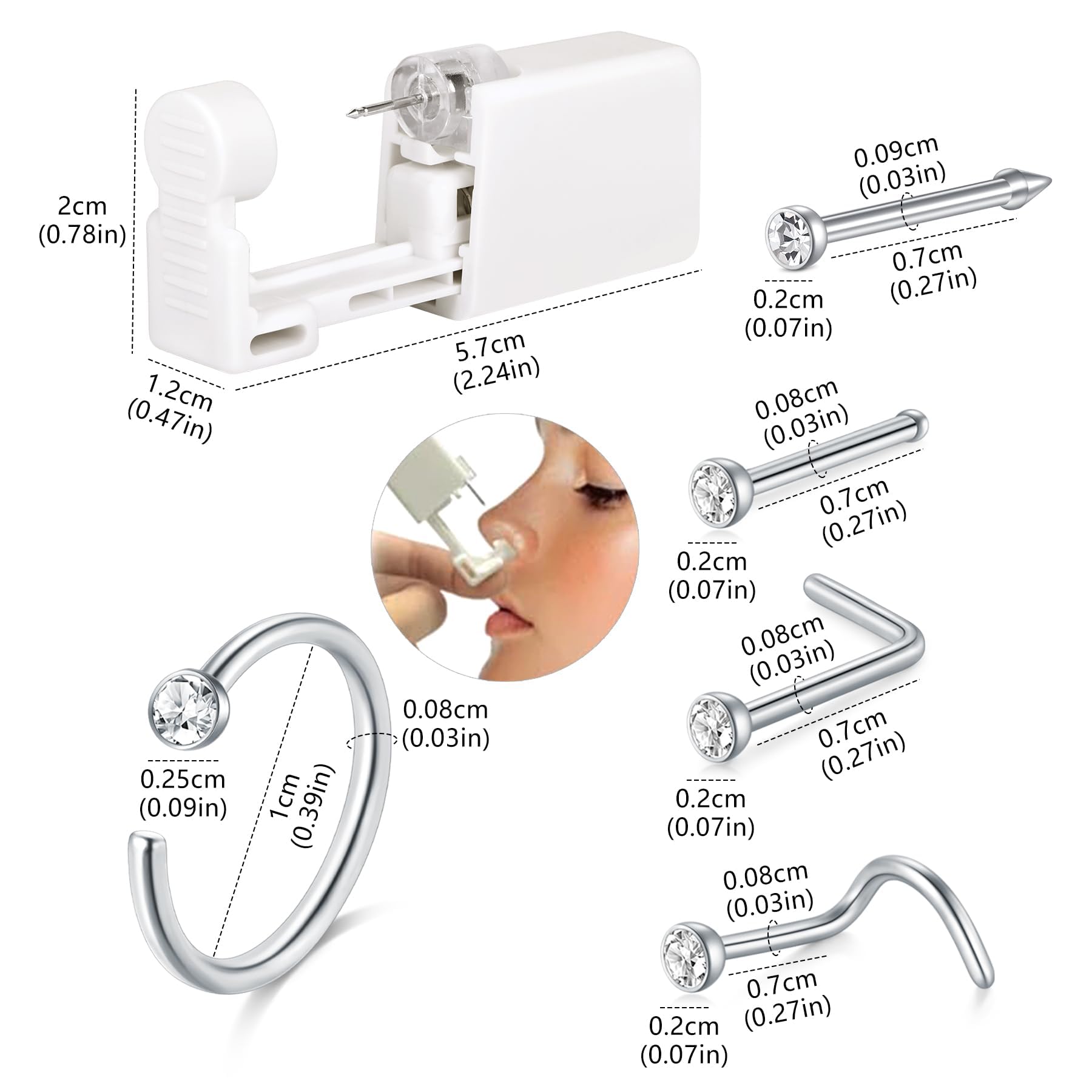 Puntas nariz 20G 0,8 mm DJCIW para estilos versátiles