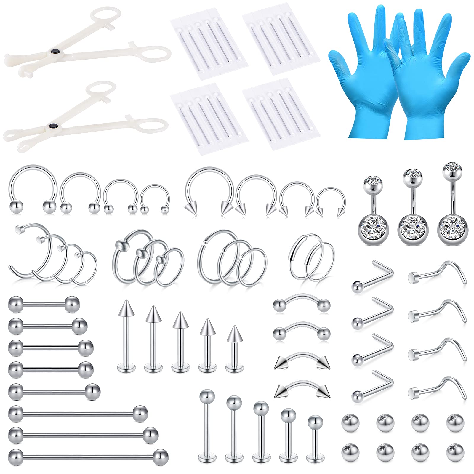 Kit DJCIW 75 piezas de piercing, todo en uno para empezar con confianza en casa