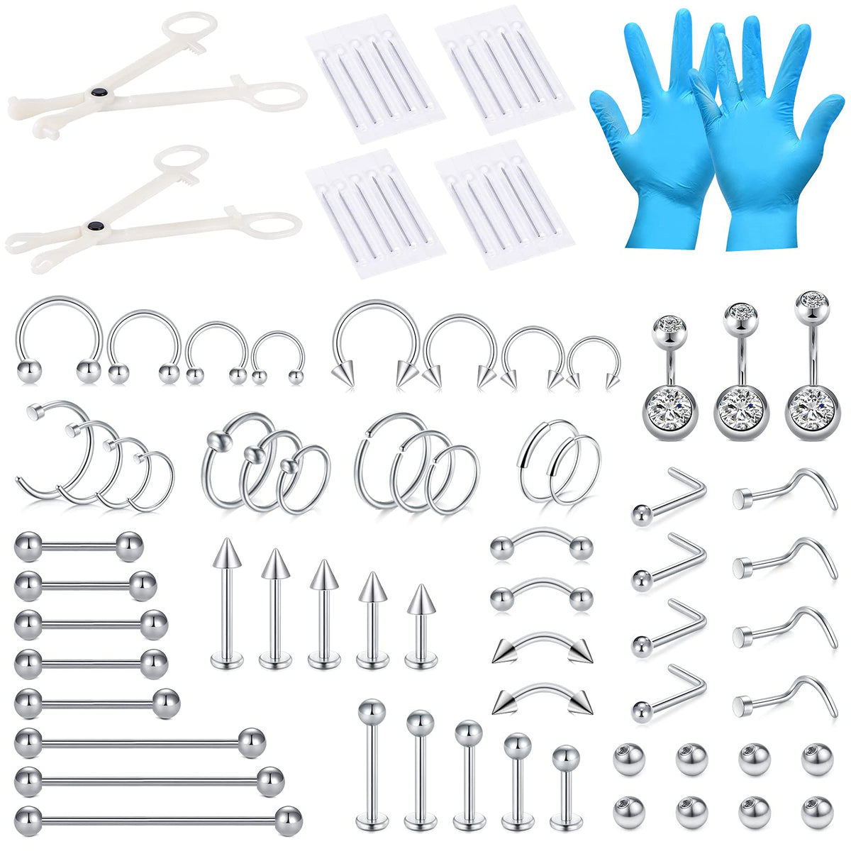 Kit DJCIW 75 piezas de piercing, todo en uno para empezar con confianza en casa