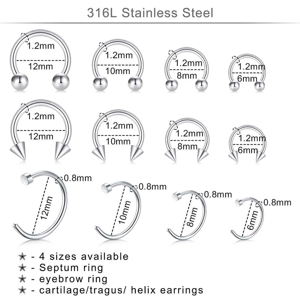 Pinzas para septum DJCIW, ajuste seguro y cómodo