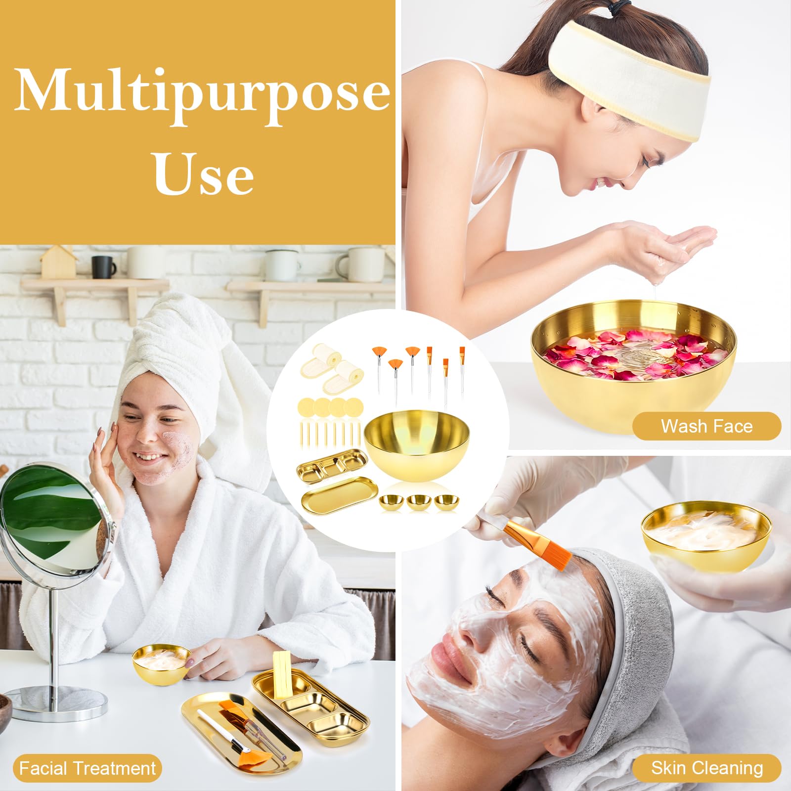 DLUGOPIS gold facial mixing bowls set for thick masks