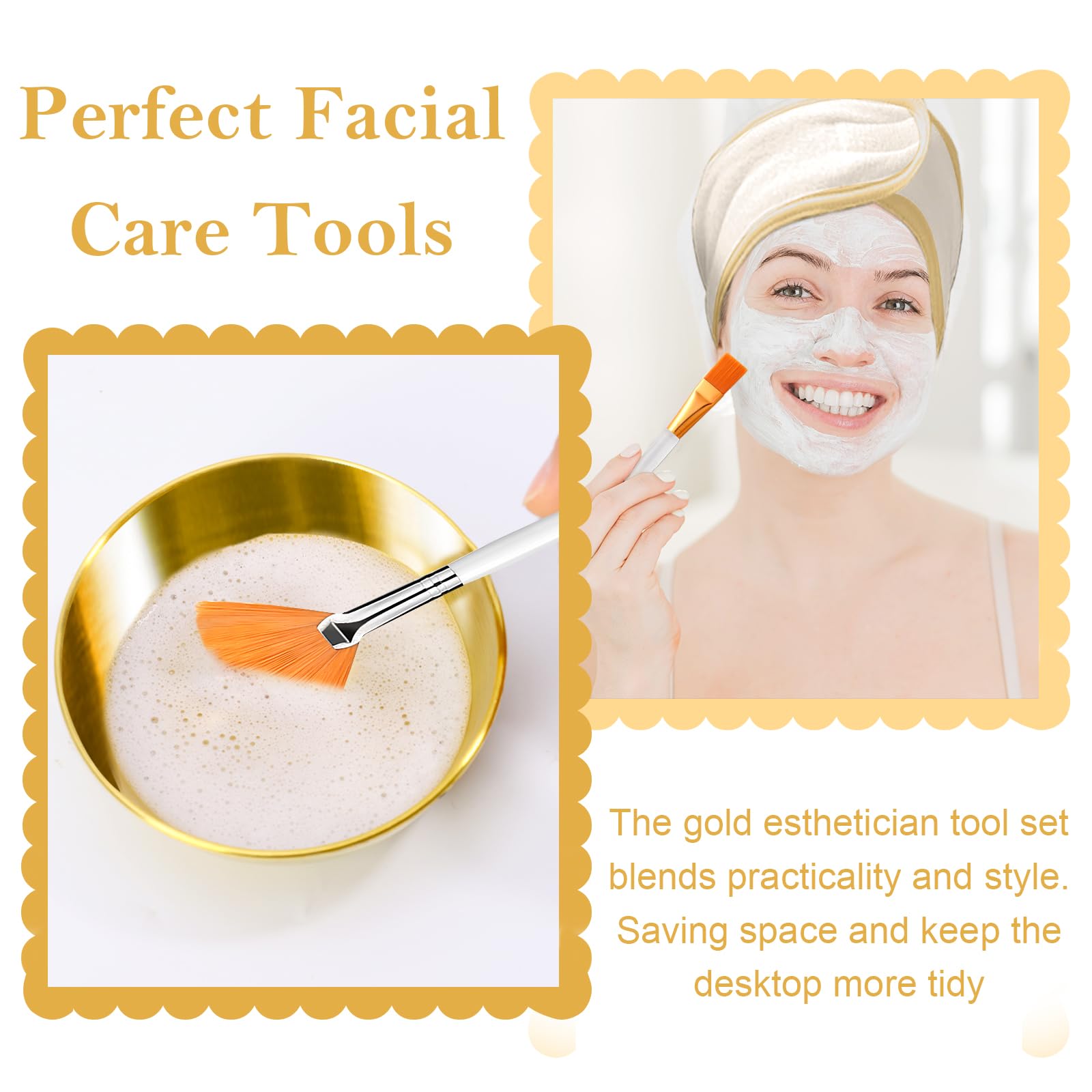 DLUGOPIS gold sponges and headbands for comfortable skincare sessions