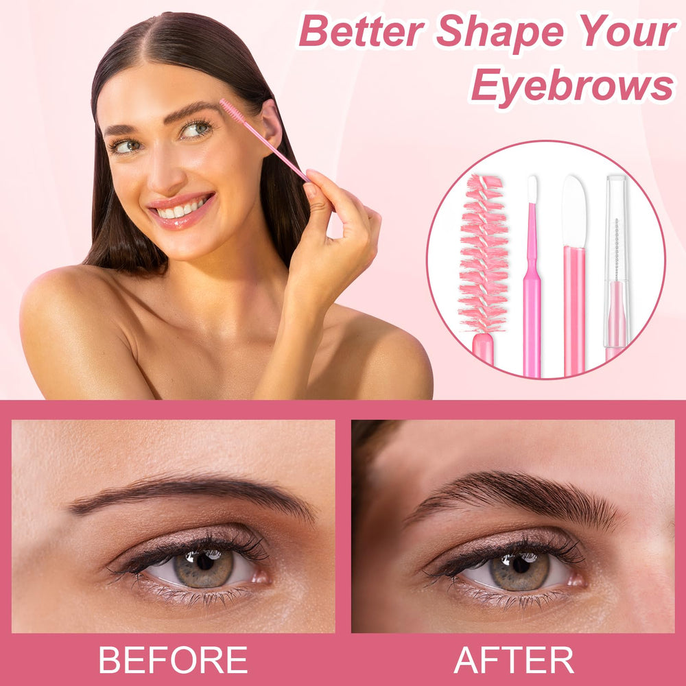 DLUGOPIS pink eyebrow spoolies for grooming and setting brow hairs
