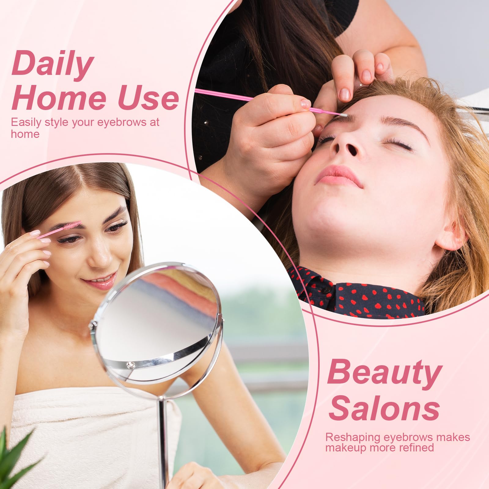 DLUGOPIS pink micro swab brushes for precise eyebrow tint touch ups