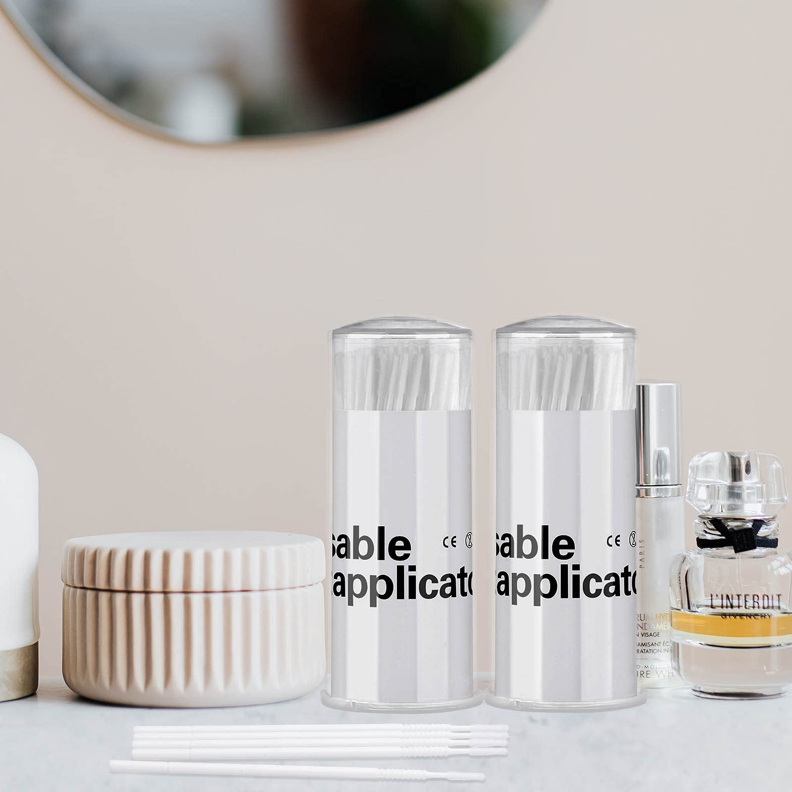 Dming microswab two-bottles-pack storage-friendly, ready-to-use micro brushes.