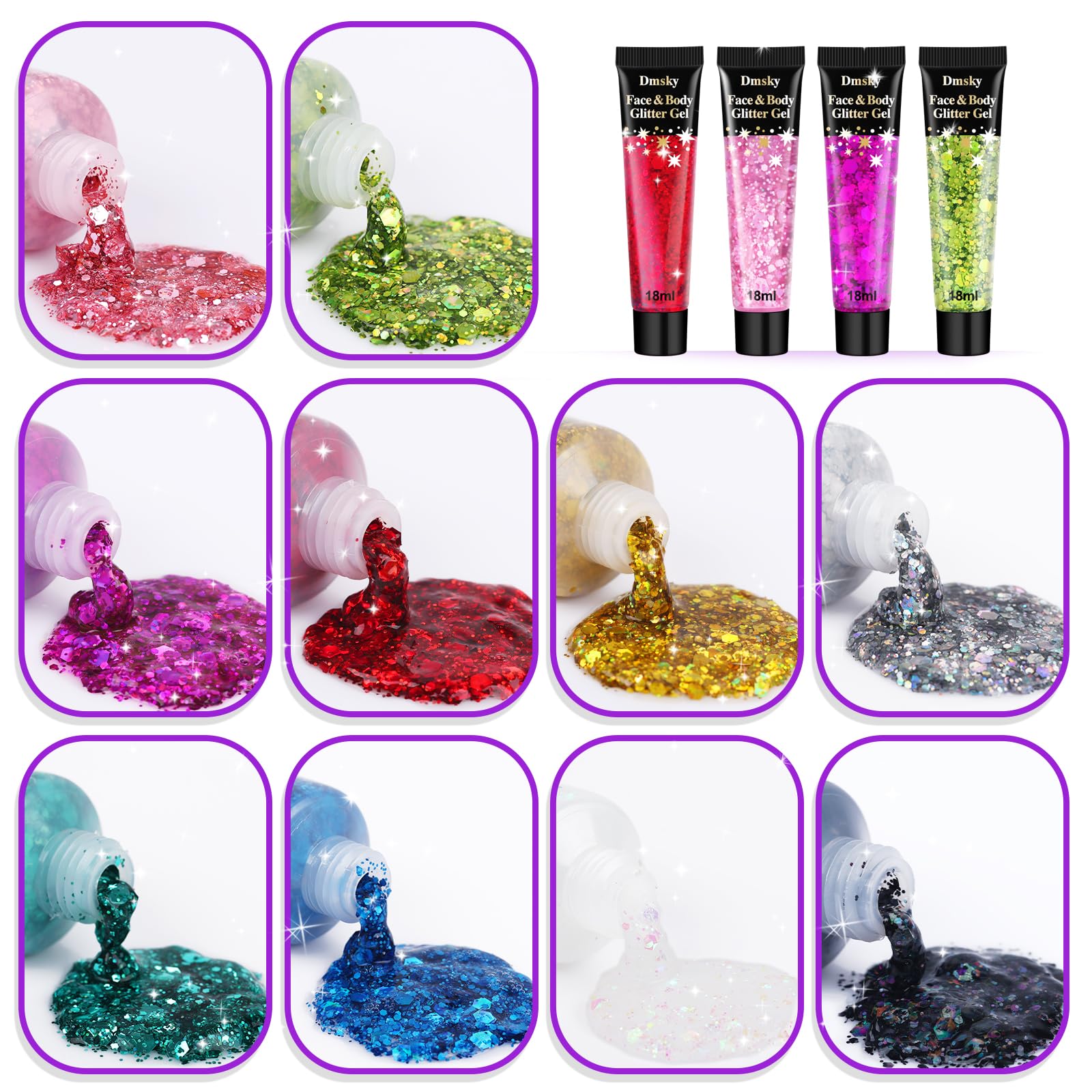 Dmsky glitter gel in silver adds reflective shine for stage and party looks