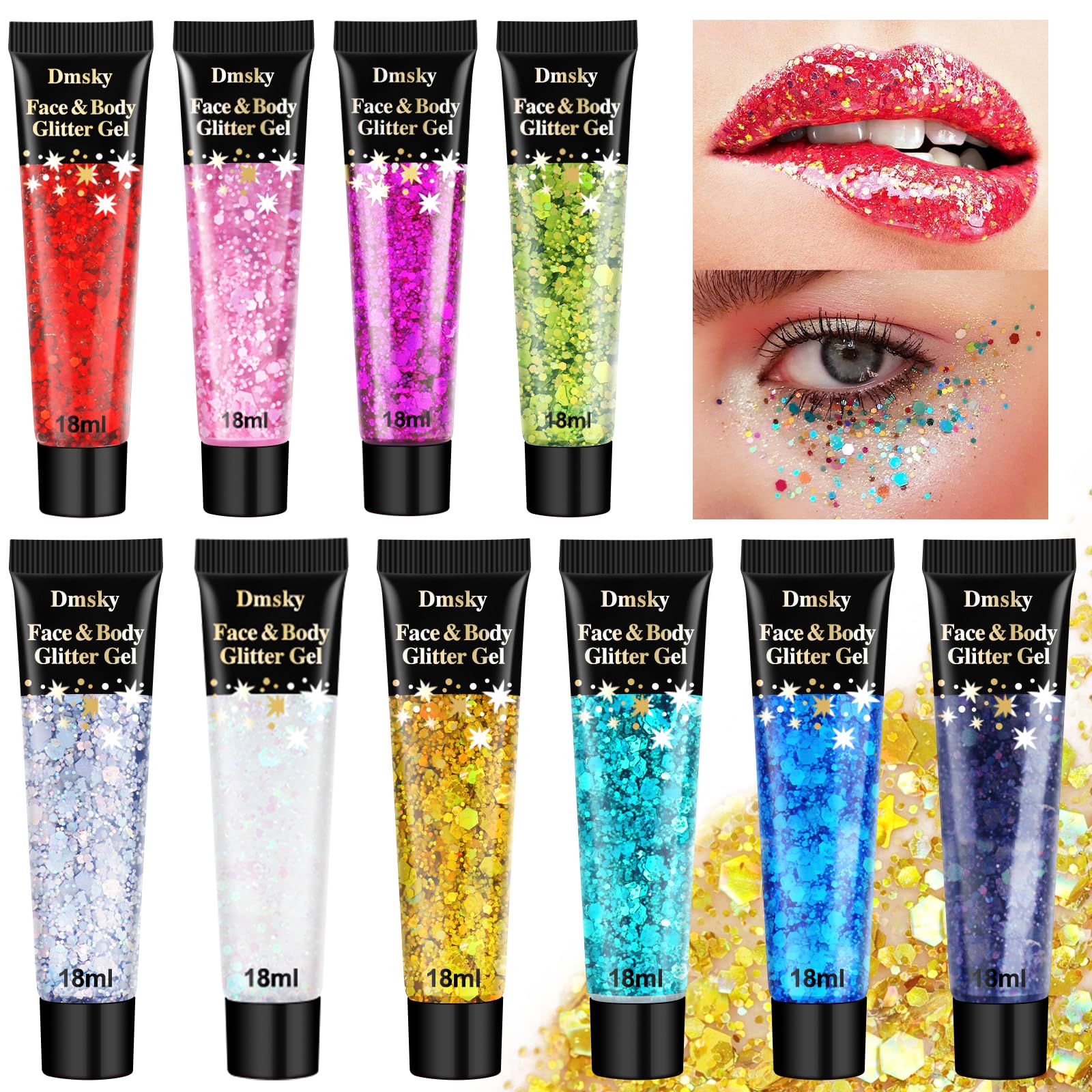 Dmsky glitter gel in white shines on skin for eye and body accents