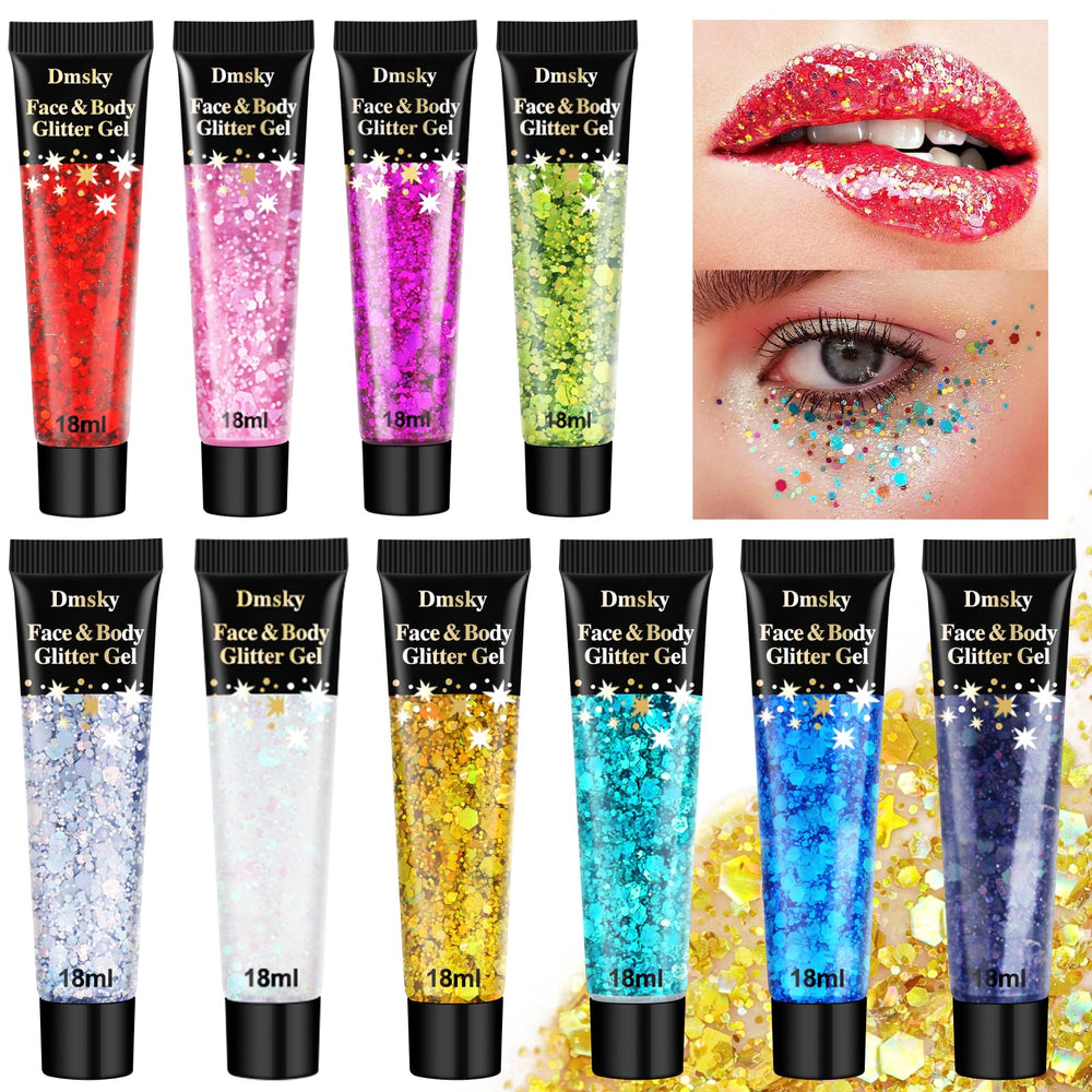 Dmsky glitter gel in white shines on skin for eye and body accents