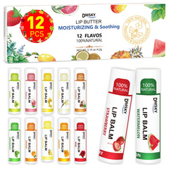 DMSKY lip balm 12-pack flavors display for easy selection and gifting