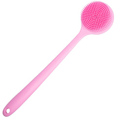 DNC dorso silicona cepillo largo rosa para limpieza efectiva del cuerpo.
