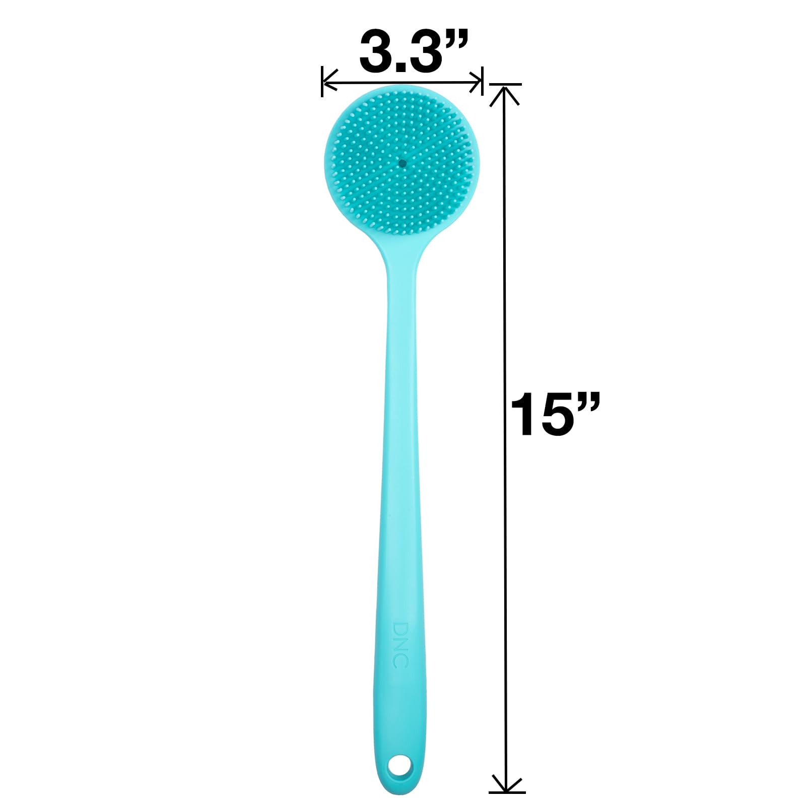 DNC cepillo de ducha azul de silicona para uso diario.