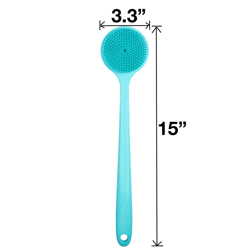 DNC cepillo de ducha azul de silicona para uso diario.